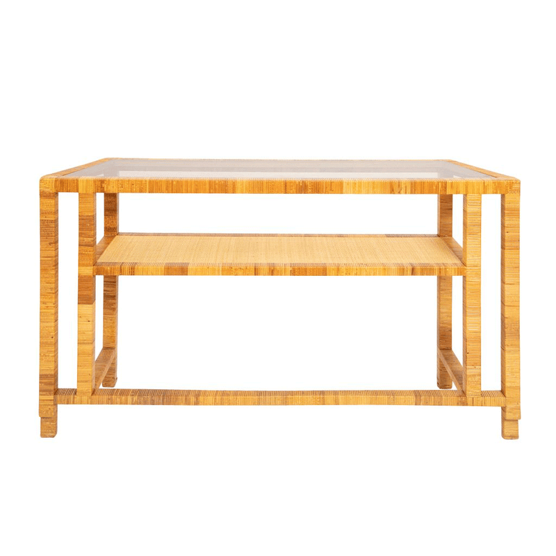 Vintage Bielecky Cane Console with Smoked Glass Top