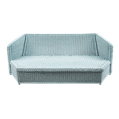 Vintage Wicker Settee in Sky Blue