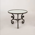 Wrought Iron Table with Antiqued Mirrored Top and Greek Key Base