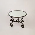 Wrought Iron Table with Antiqued Mirrored Top and Greek Key Base