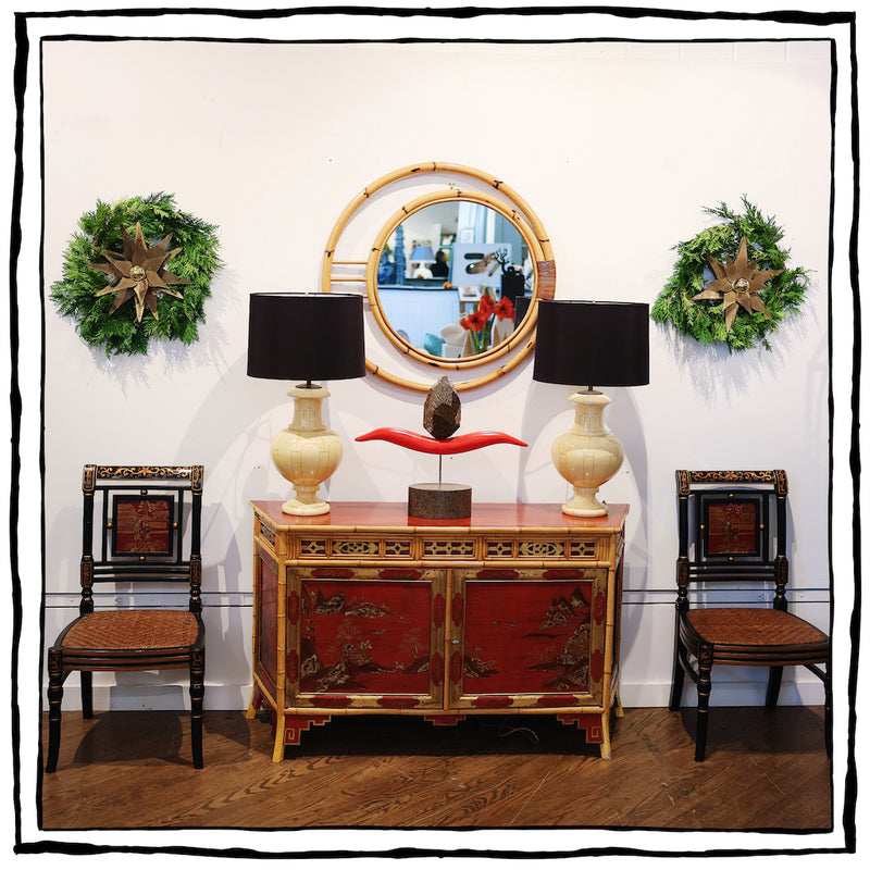 Concentric Circular Rattan Mirror