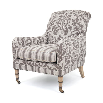 Brighton Club Chair In Lino Damasco In Bruno