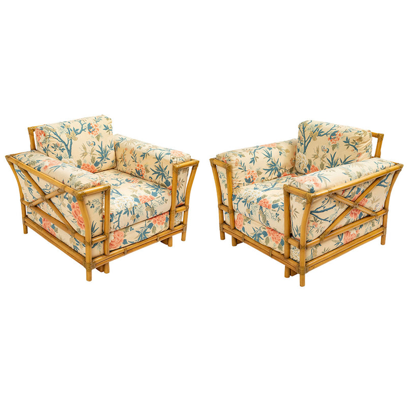 A Pair of Bamboo Armchairs by Gasparucci Italo