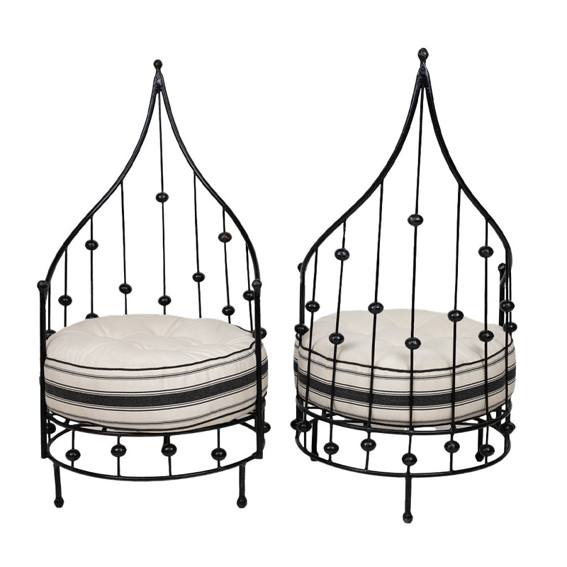 A Pair of Wrought Iron Barrel Chairs