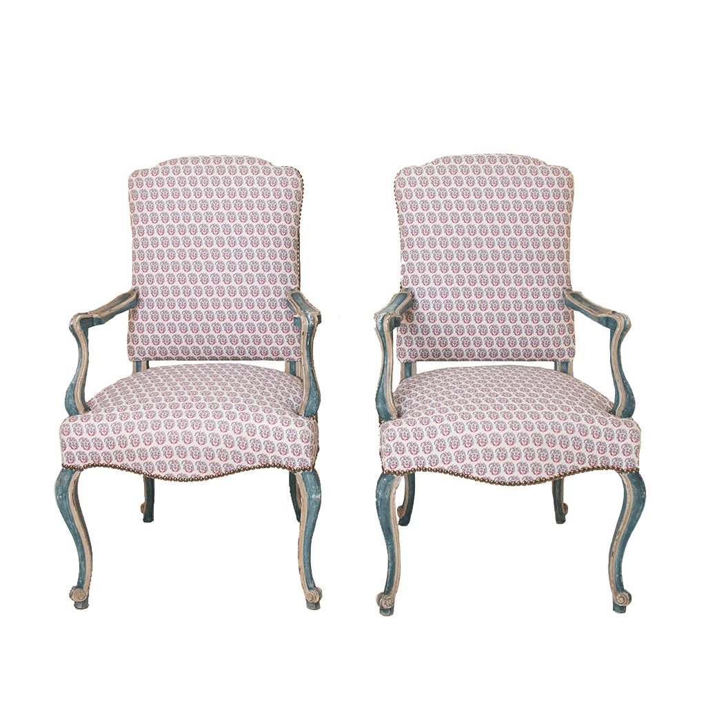 Pair of 19th Century Venetian Carved Wood Fauteuils