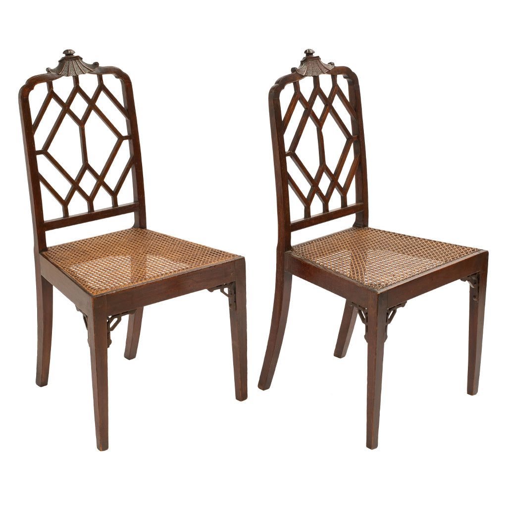 Pair of Chinese Chippendale Style Mahogany Side Chairs