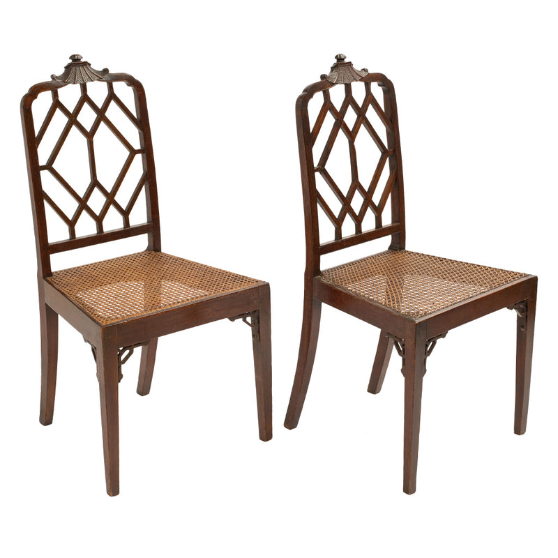 Pair of Chinese Chippendale Style Mahogany Side Chairs
