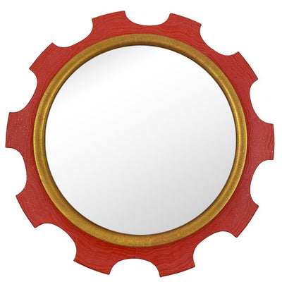 Coral Notched Convex Mirror