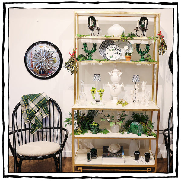 White Bisque Porcelain Two-Stem Rosebush in Round Rock Crystal