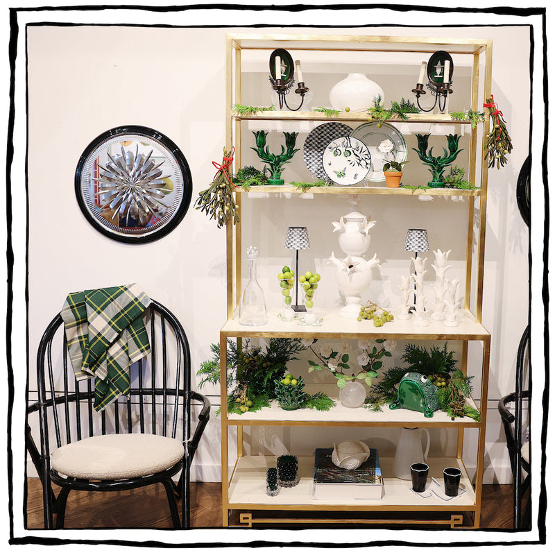 White Bisque Porcelain Two-Stem Rosebush in Round Rock Crystal