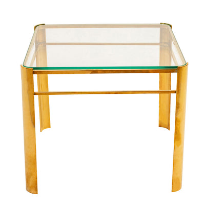 Vintage French Glass and Brass Side Table by Jacques Quiney for Masion Malabert