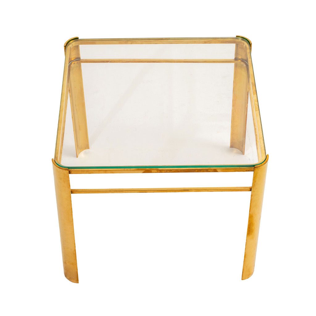 Vintage French Glass and Brass Side Table by Jacques Quiney for Masion Malabert