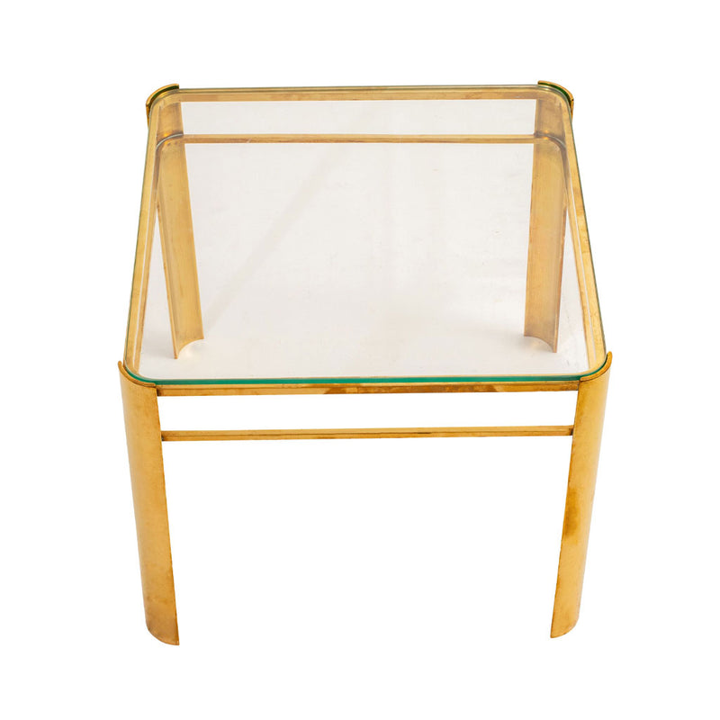 Vintage French Glass and Brass Side Table by Jacques Quiney for Masion Malabert