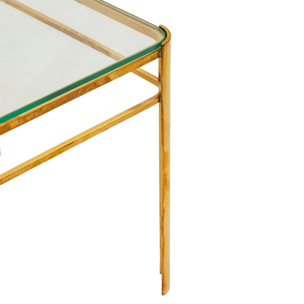 Vintage French Glass and Brass Side Table by Jacques Quiney for Masion Malabert