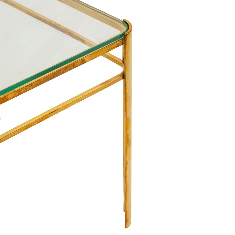 Vintage French Glass and Brass Side Table by Jacques Quiney for Masion Malabert