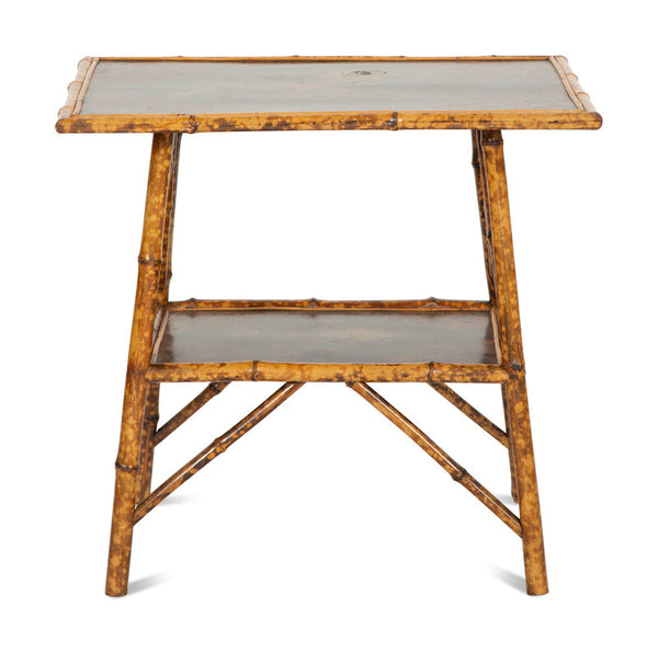 A Chinoiserie Decorated Bamboo Side Table in the manner of Jean-Baptiste Kohn