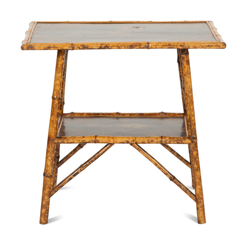 A Chinoiserie Decorated Bamboo Side Table in the manner of Jean-Baptiste Kohn