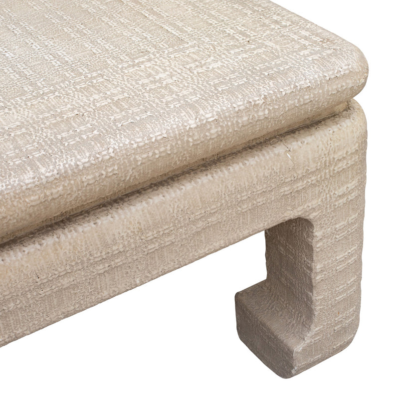 An Oversized Grass Cloth Wrapped Coffee Table