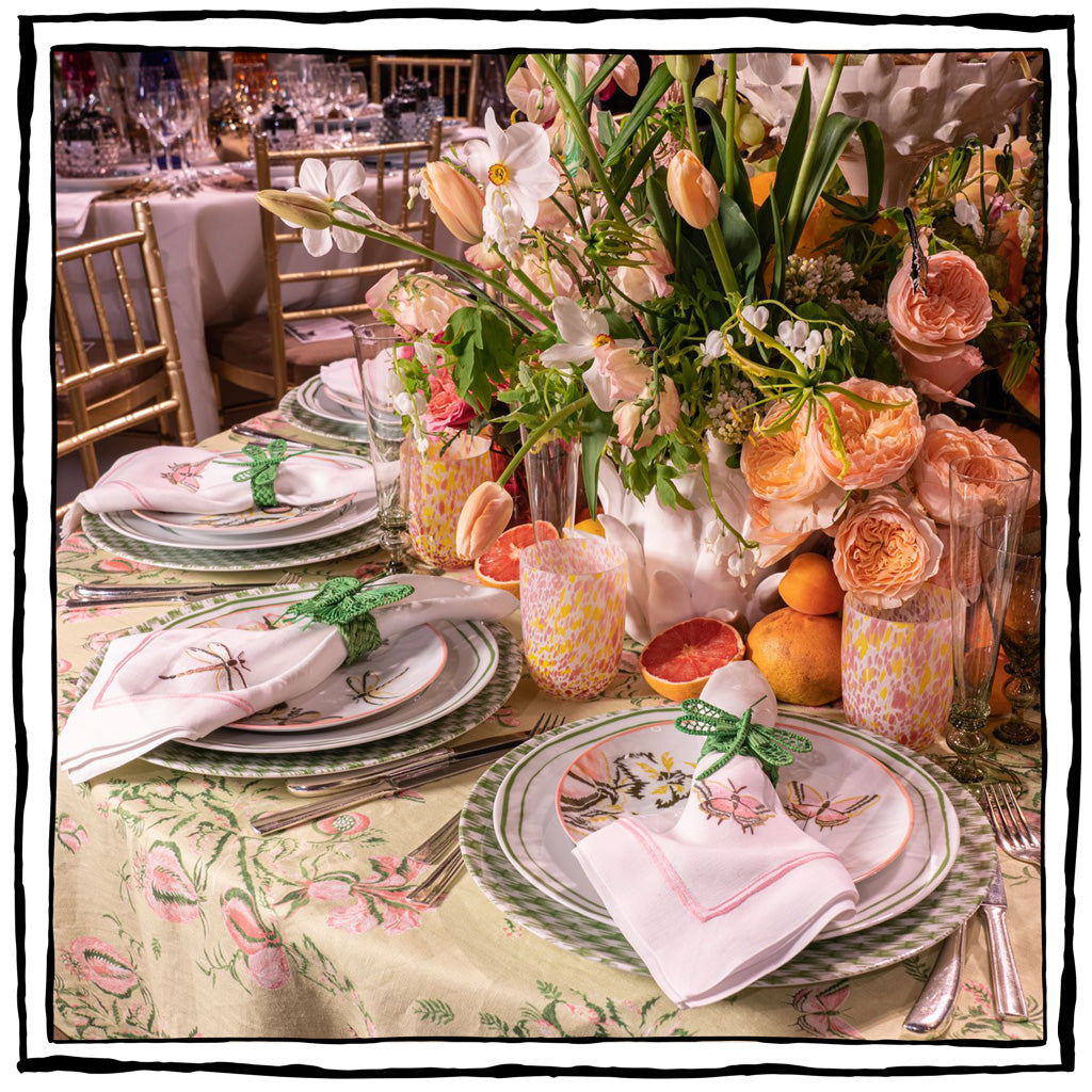 Butterfly Rigato Dinner Napkins - Pink