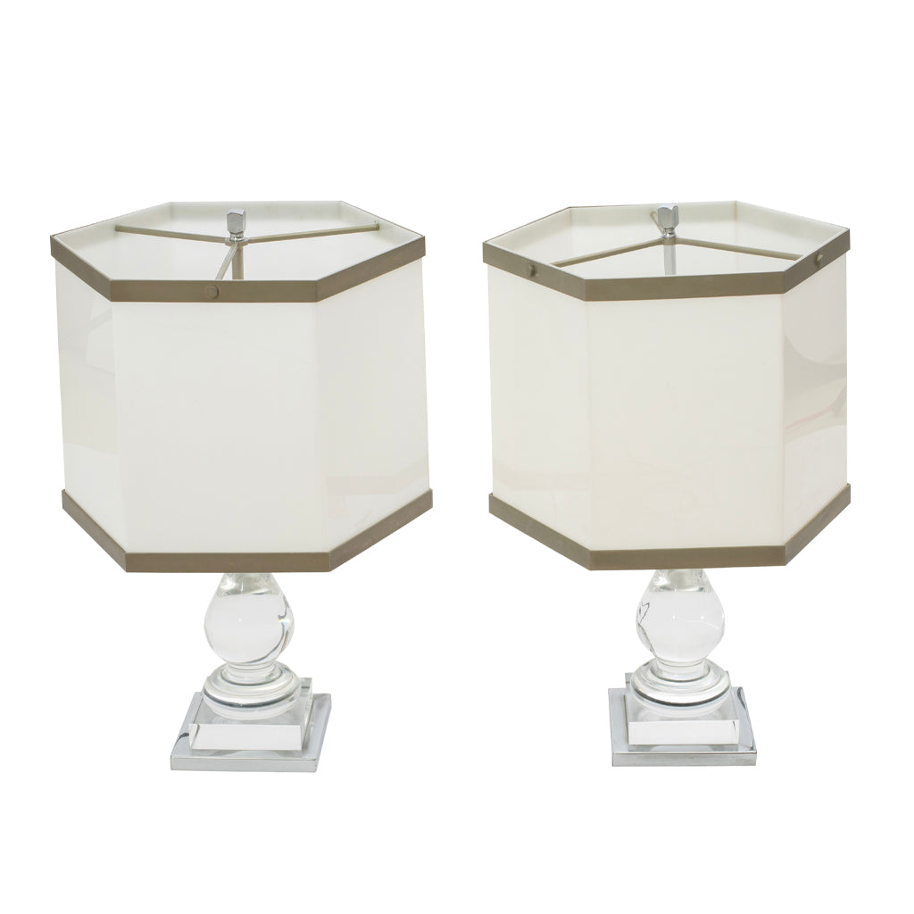 Pair of Acrylic Table Lamps in the Style of Romeo Rega