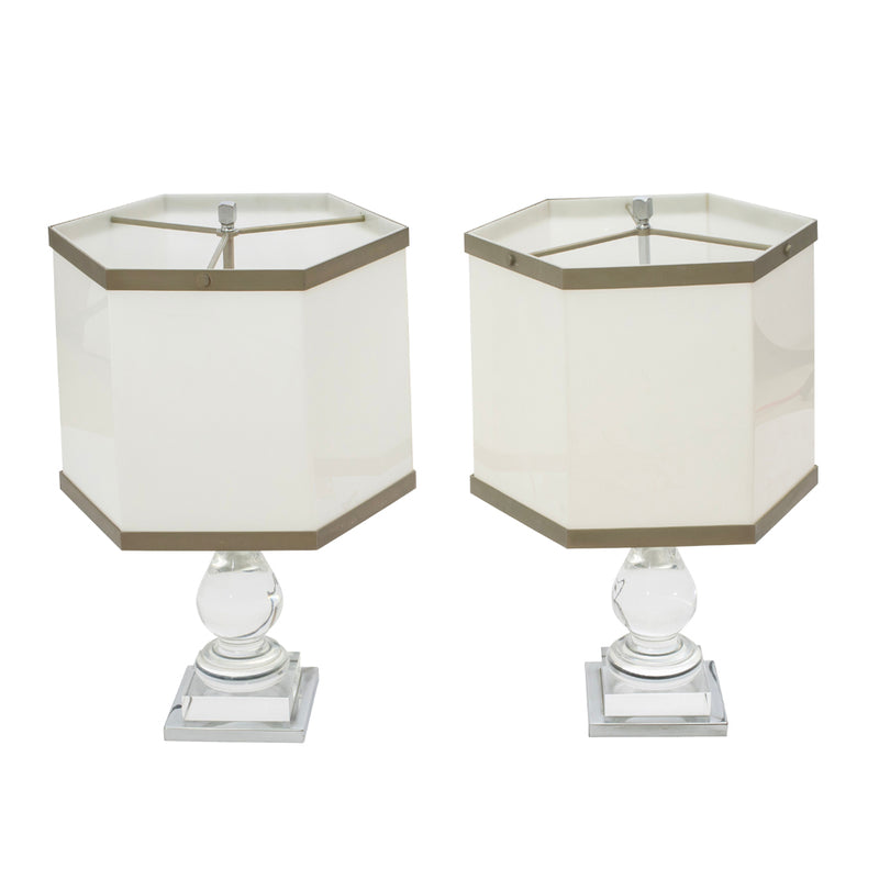 Pair of Acrylic Table Lamps in the Style of Romeo Rega