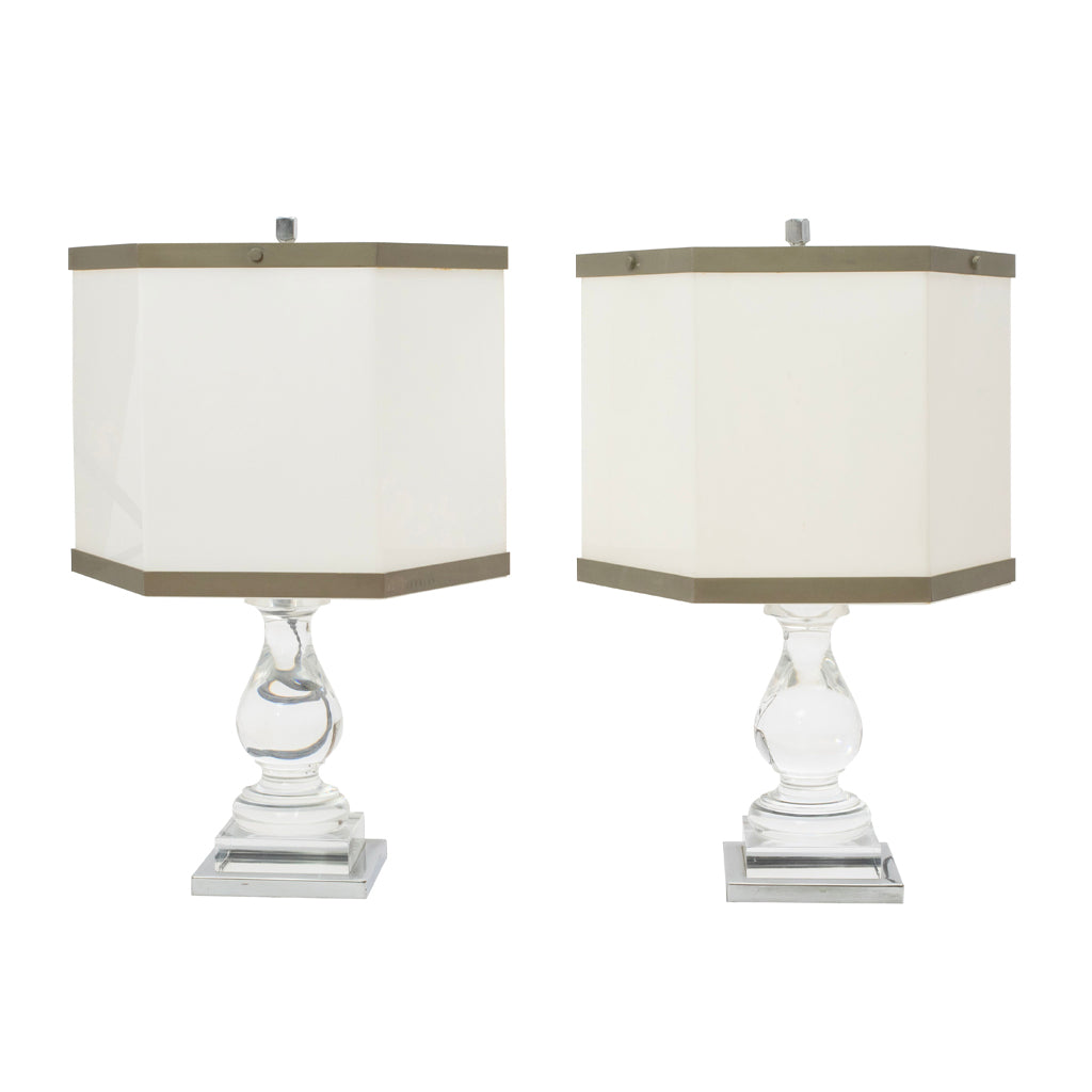 Pair of Acrylic Table Lamps in the Style of Romeo Rega