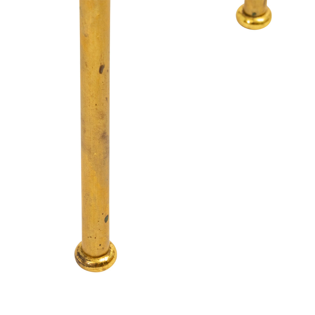 A Pair of Two-Tier Brass Side Tables with Glass Shelves