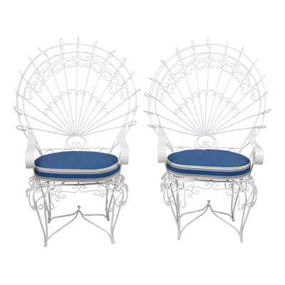 A Pair of Wrought Iron Peacock Armchairs by Salterini