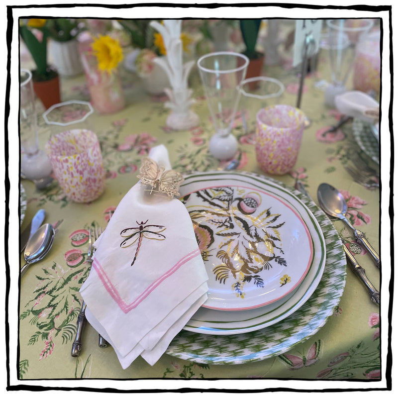 Dragonfly Rigato Dinner Napkins - Pink
