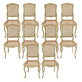 Set of 10 Louis XV Style Dining Chairs with Caned Seats