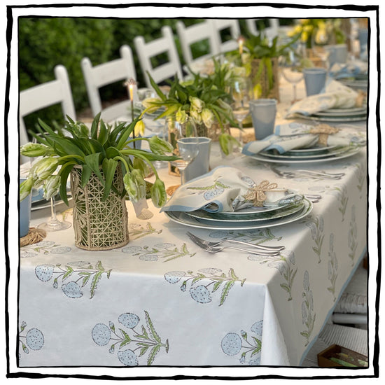 Blockprint Tablecloth | Pink Cosmo