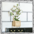 Large Porcelain Rosebush in a Wicker Tree Box