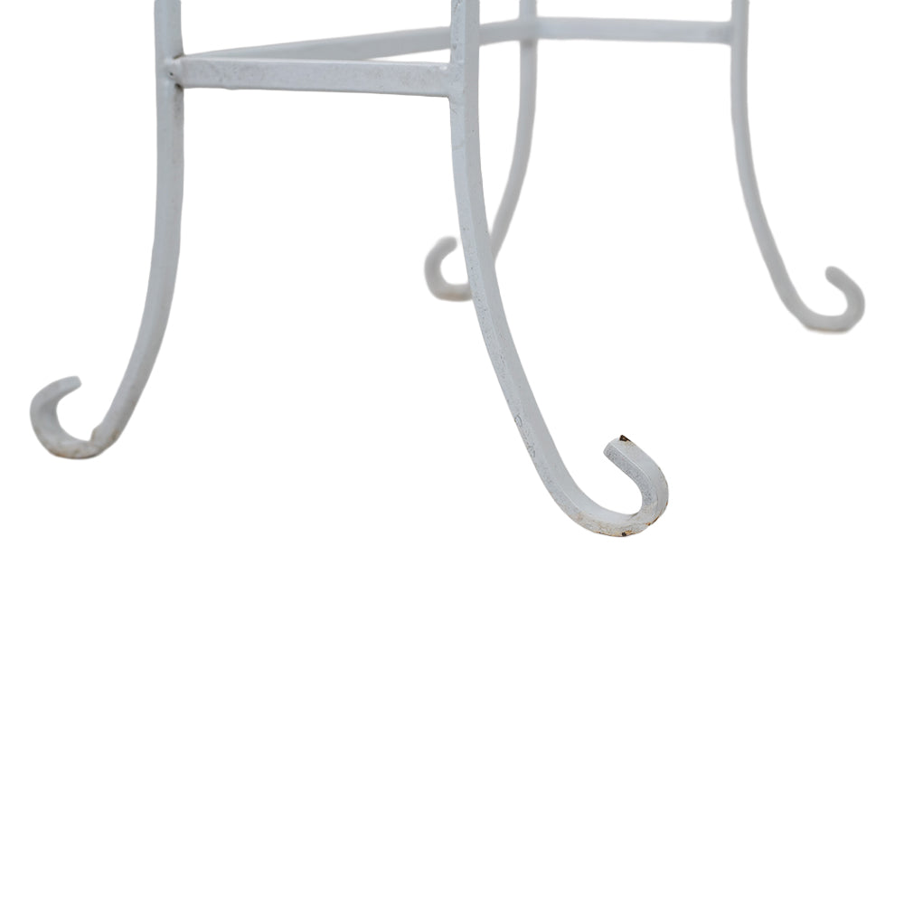 White Wicker Lamp with Wrought Iron and Glass Side Table