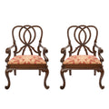 A Pair of Italian Rococo Style Walnut Armchairs
