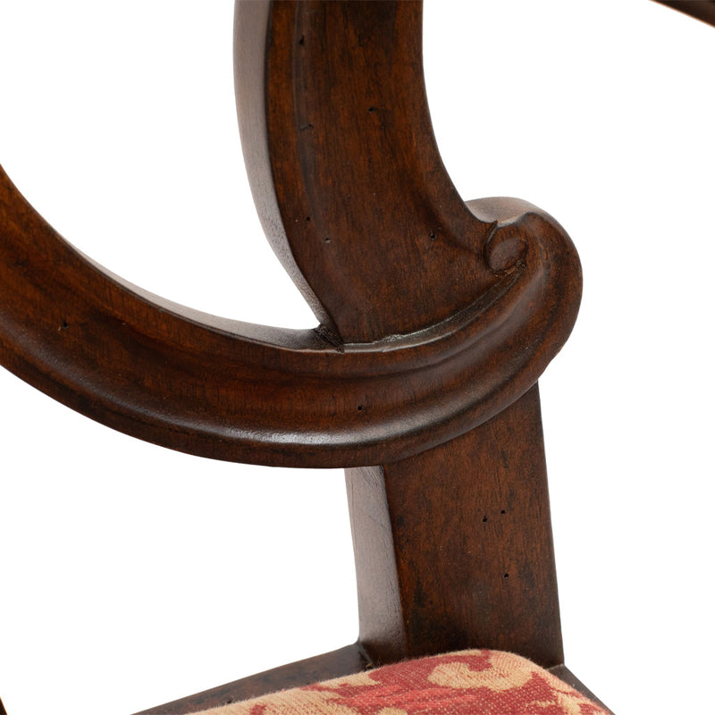 A Pair of Italian Rococo Style Walnut Armchairs