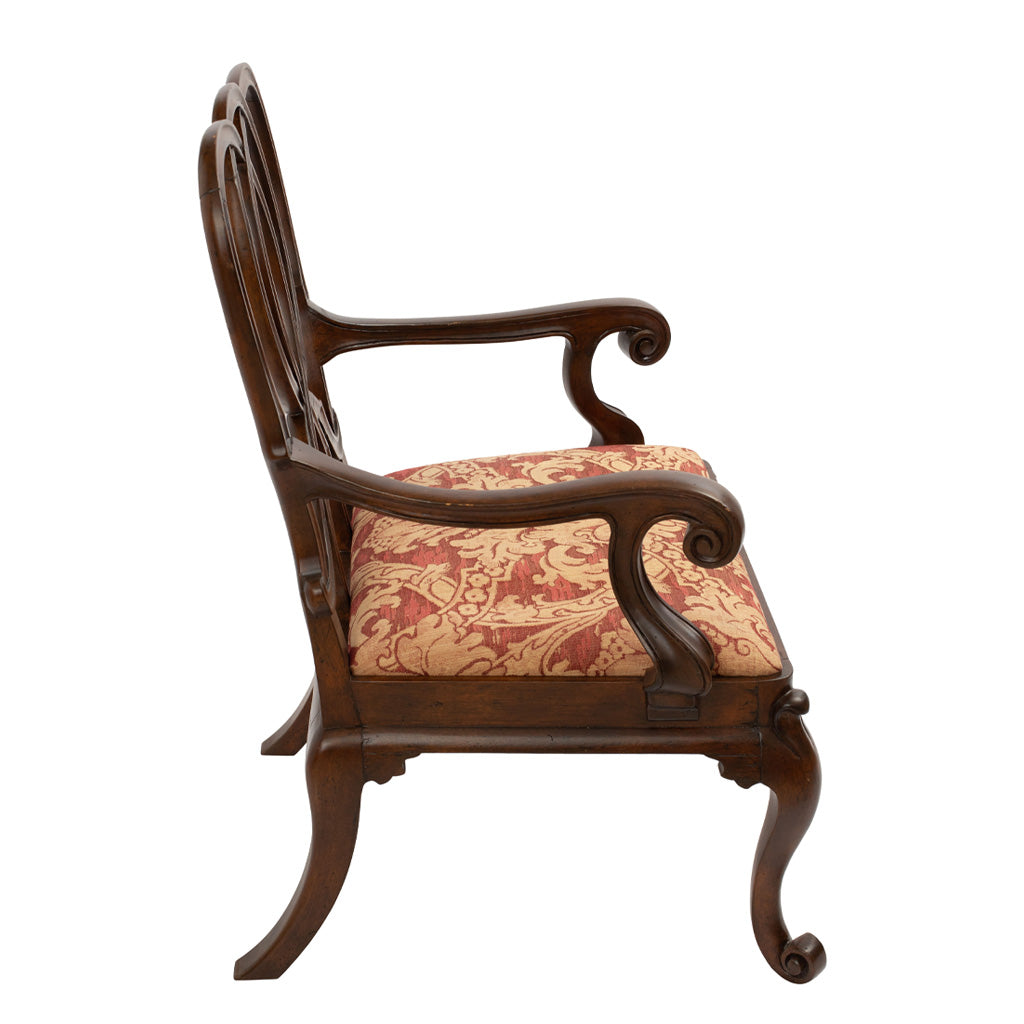A Pair of Italian Rococo Style Walnut Armchairs