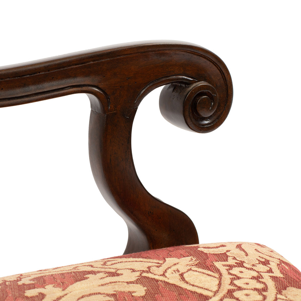 A Pair of Italian Rococo Style Walnut Armchairs