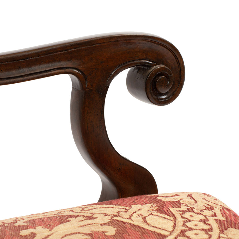 A Pair of Italian Rococo Style Walnut Armchairs