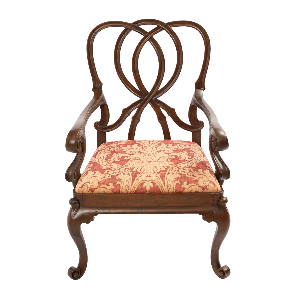 A Pair of Italian Rococo Style Walnut Armchairs