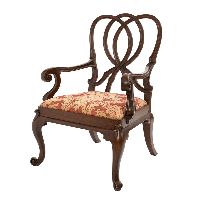 A Pair of Italian Rococo Style Walnut Armchairs