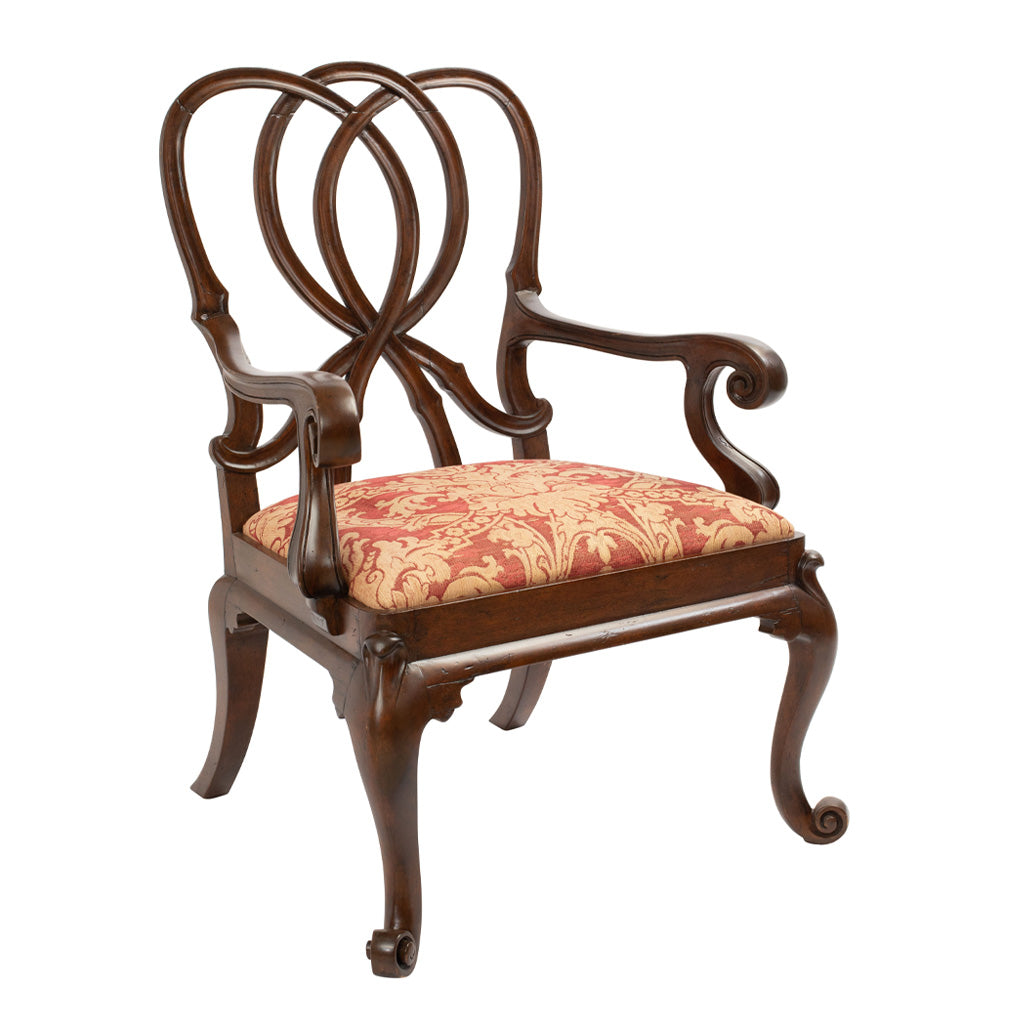 A Pair of Italian Rococo Style Walnut Armchairs