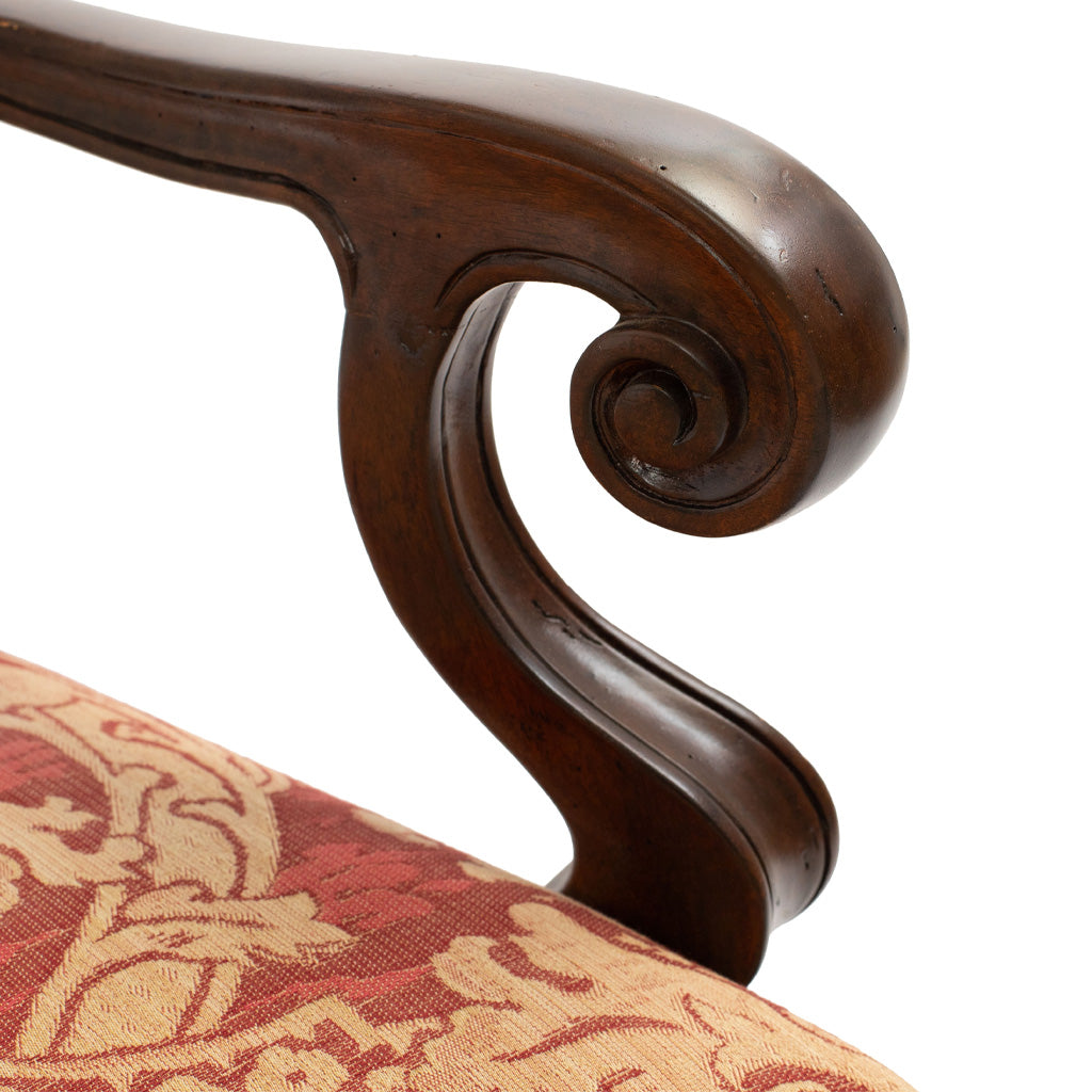 A Pair of Italian Rococo Style Walnut Armchairs