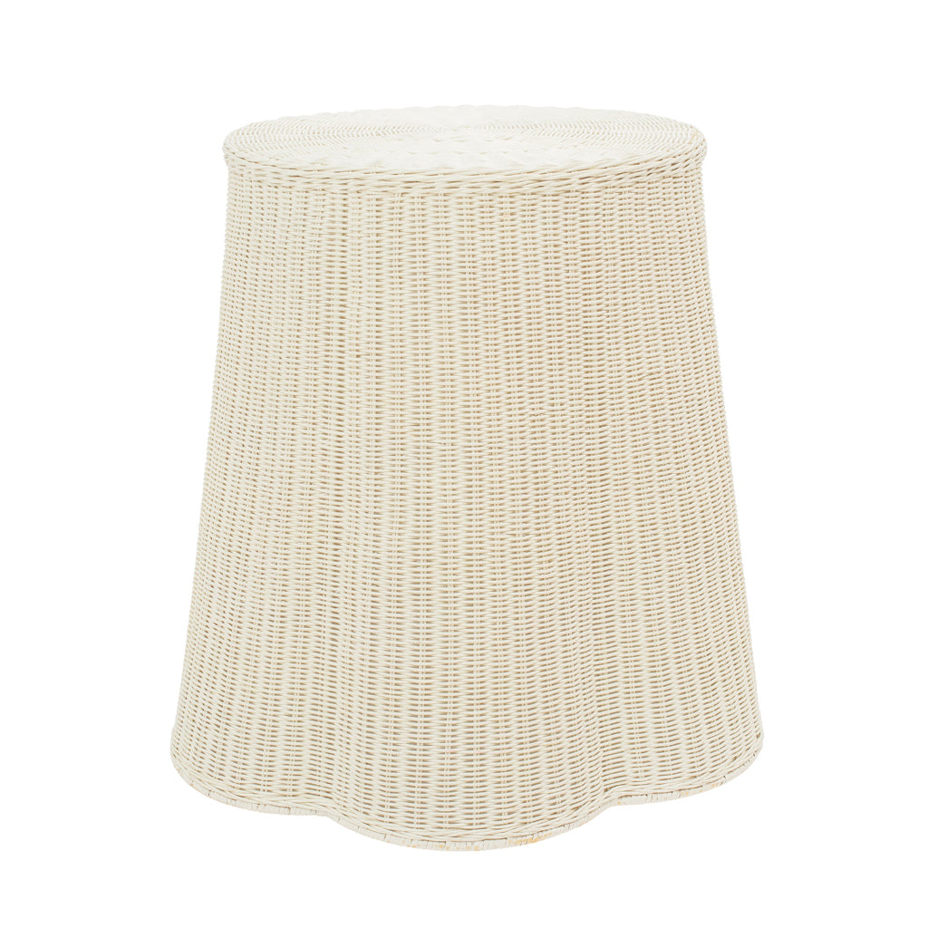 Trompe L'Oeil Draped Woven Rattan Side Table