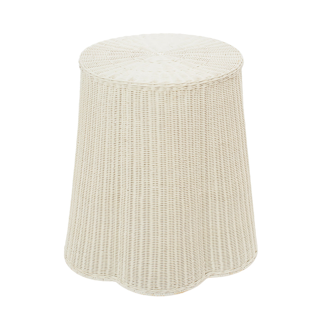 Trompe L'Oeil Draped Woven Rattan Side Table