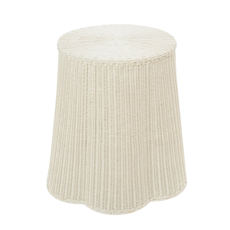 Trompe L'Oeil Draped Woven Rattan Side Table