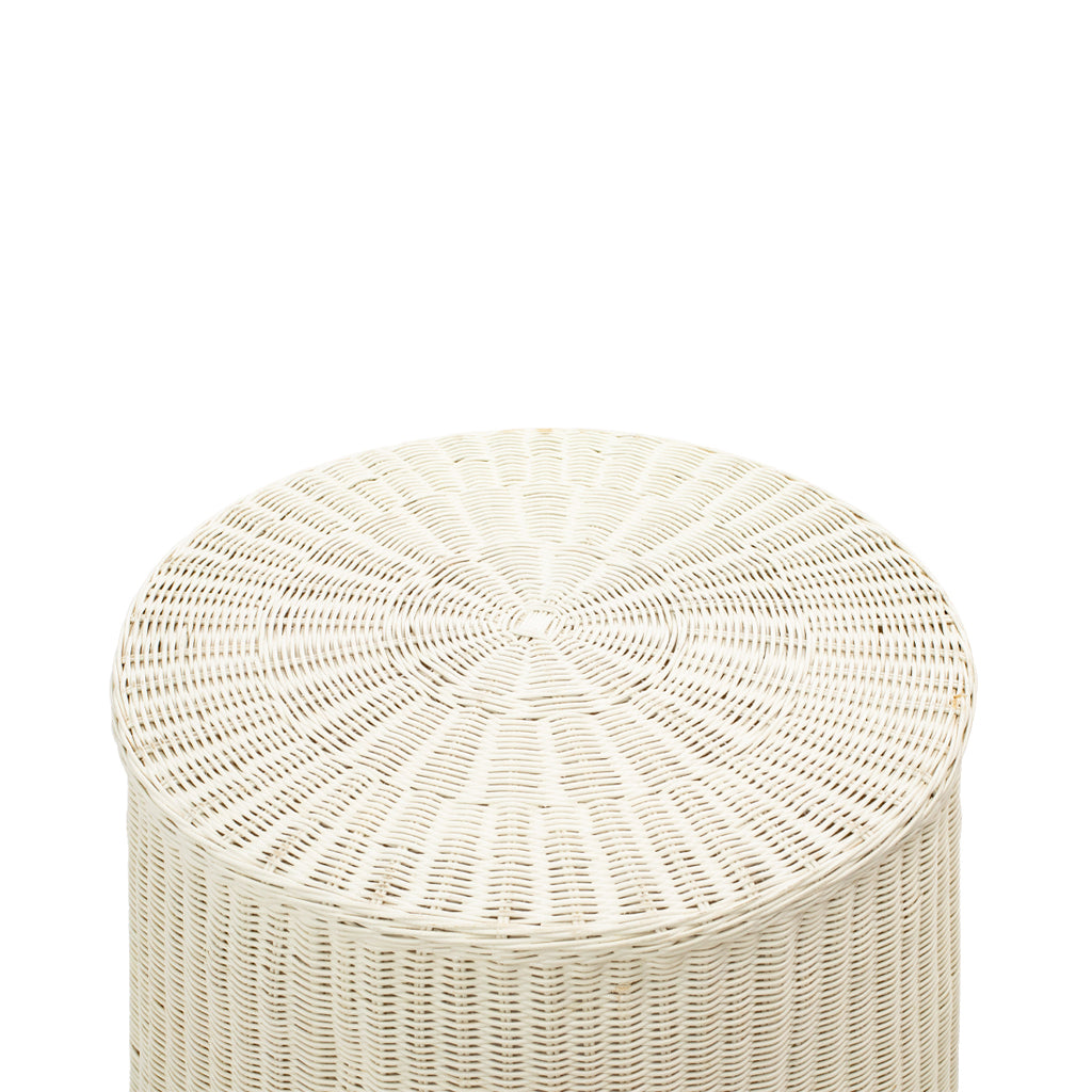Trompe L'Oeil Draped Woven Rattan Side Table