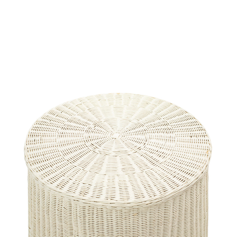 Trompe L'Oeil Draped Woven Rattan Side Table