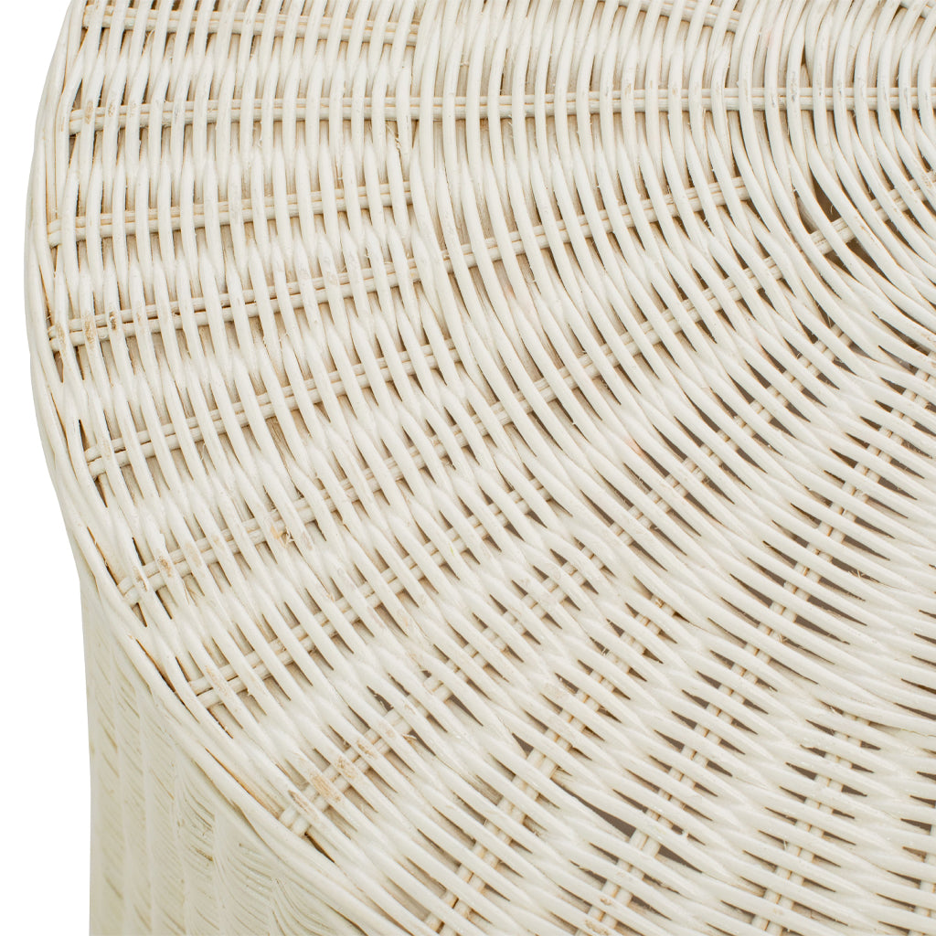 Trompe L'Oeil Draped Woven Rattan Side Table