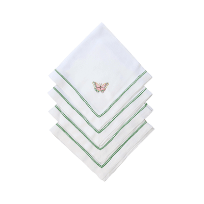 Butterfly Rigato Dinner Napkins - Green