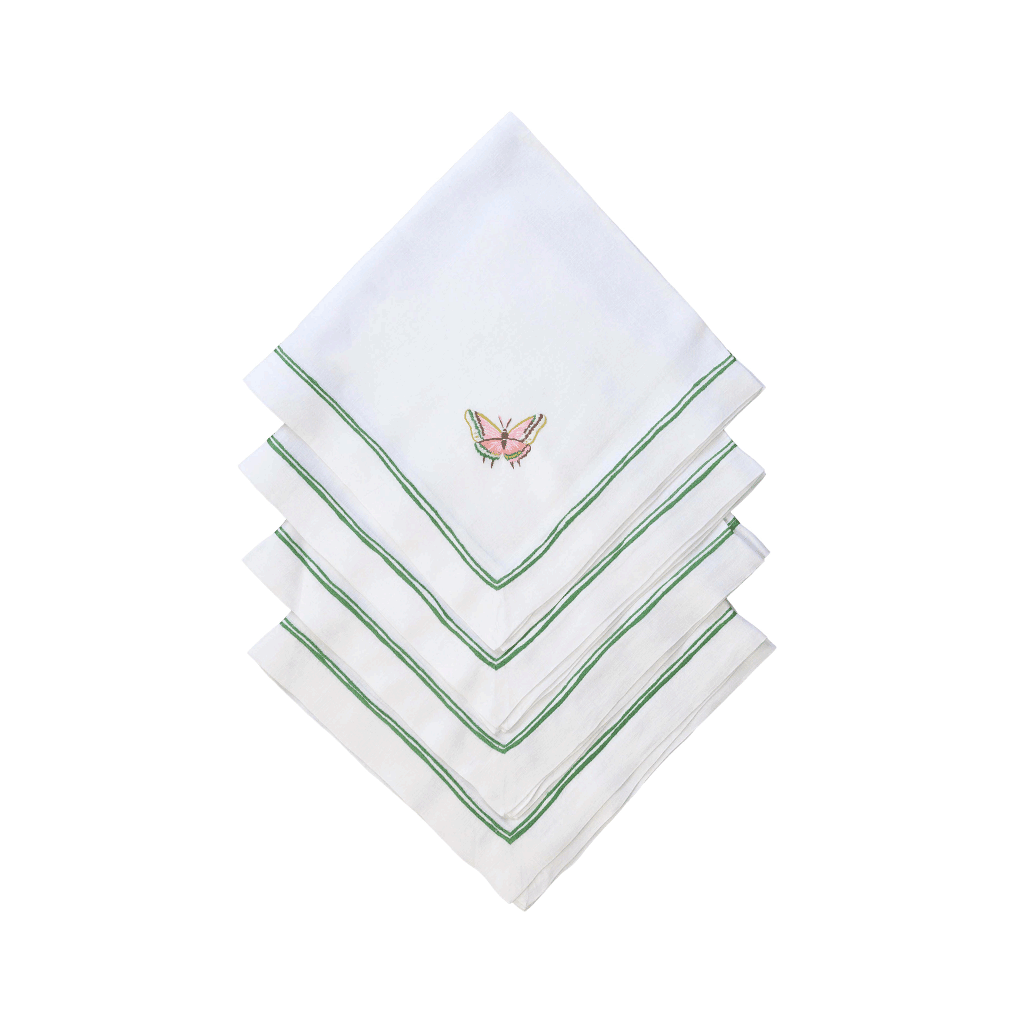 Butterfly Rigato Dinner Napkins - Green
